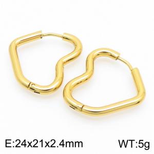 Heart shaped 24 * 2.4mm gold stainless steel ear buckle - KE112804-YN