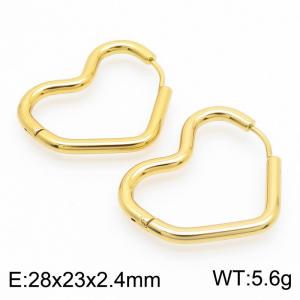 Heart shaped 28 * 2.4mm gold stainless steel ear buckle - KE112805-YN