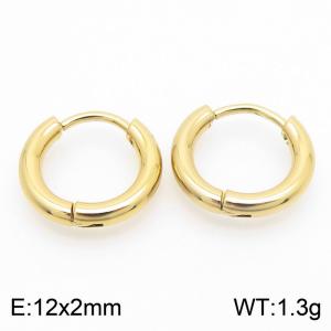 Circular plain ring 12 * 2mm gold stainless steel ear buckle - KE112814-YN