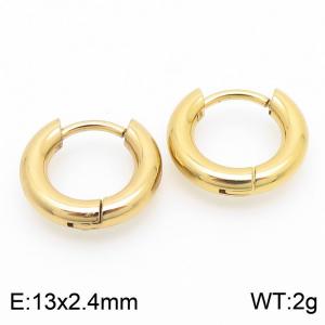Circular plain ring 13 * 2.4mm gold stainless steel ear buckle - KE112816-YN