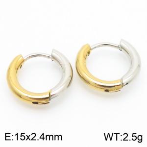 Circular plain ring 15 * 2.4mm gold stainless steel ear buckle - KE112817-YN
