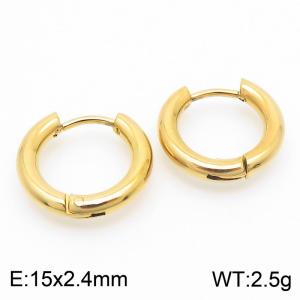 Circular plain ring 15 * 2.4mm gold stainless steel ear buckle - KE112818-YN