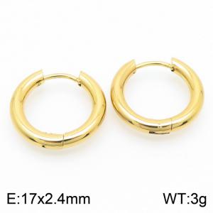 Circular plain ring 17 * 2.4mm gold stainless steel ear buckle - KE112820-YN