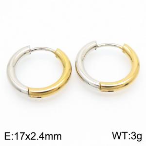 Circular plain ring 17 * 2.4mm gold stainless steel ear buckle - KE112822-YN