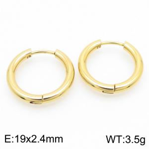 Circular plain ring 19 * 2.4mm gold stainless steel ear buckle - KE112824-YN