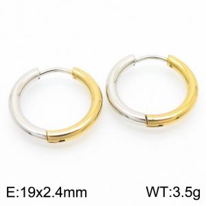 Circular plain ring 19 * 2.4mm gold stainless steel ear buckle - KE112825-YN