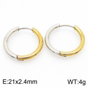 Circular plain ring 21 * 2.4mm gold stainless steel ear buckle - KE112827-YN