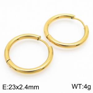 Circular plain ring 23 * 2.4mm gold stainless steel ear buckle - KE112828-YN