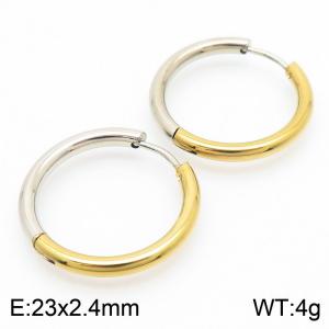 Circular plain ring 23 * 2.4mm gold stainless steel ear buckle - KE112830-YN