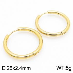 Circular plain ring 25 * 2.4mm gold stainless steel ear buckle - KE112832-YN