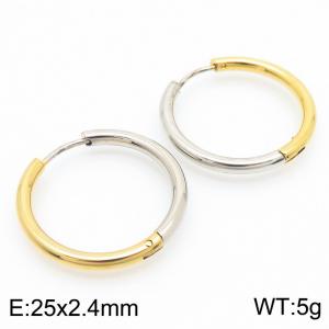 Circular plain ring 25 * 2.4mm gold stainless steel ear buckle - KE112833-YN