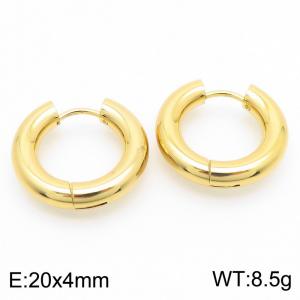 Circle 20 * 4mm Gold Stainless Steel Ear Ring Ear Buckle - KE112835-YN