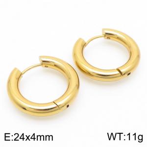 Circle 24 * 4mm Gold Stainless Steel Ear Ring Ear Buckle - KE112836-YN
