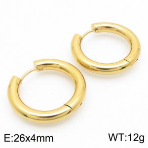 Circle 26 * 4mm Gold Stainless Steel Ear Ring Ear Buckle - KE112837-YN