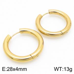 Circle 28 * 4mm Gold Stainless Steel Ear Ring Ear Buckle - KE112838-YN
