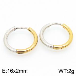 Round plain ring 16 * 2mm gold stainless steel ear buckle - KE112841-YN