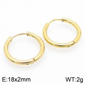Circular plain ring 18 * 2mm gold stainless steel ear buckle - KE112843-YN