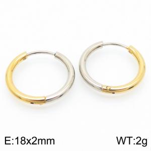 Circular plain ring 18 * 2mm gold stainless steel ear buckle - KE112844-YN
