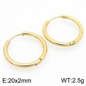 Circular plain ring 20 * 2mm gold stainless steel ear buckle - KE112845-YN