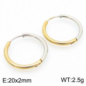 Circular plain ring 20 * 2mm gold stainless steel ear buckle - KE112846-YN