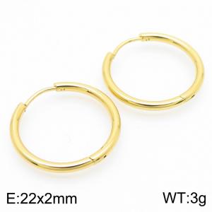 Circular plain ring 22 * 2mm gold stainless steel ear buckle - KE112848-YN