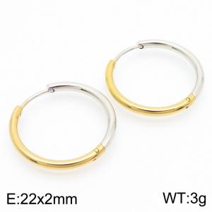 Circular plain ring 22 * 2mm gold stainless steel ear buckle - KE112849-YN