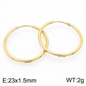Circular plain ring 23 * 1.5mm gold stainless steel ear buckle - KE112852-YN