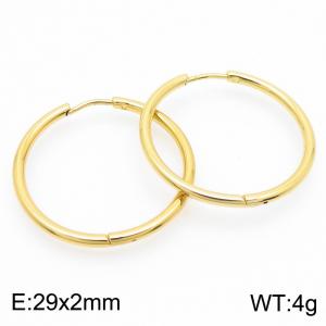 Circular plain ring 29 * 2mm gold stainless steel ear buckle - KE112856-YN