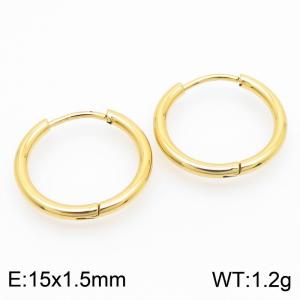 Circle 15 * 1.5mm gold stainless steel ear buckle - KE112859-YN