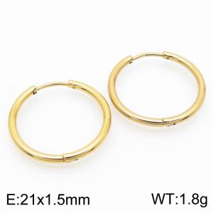 Circle 21 * 1.5mm gold stainless steel ear buckle - KE112862-YN
