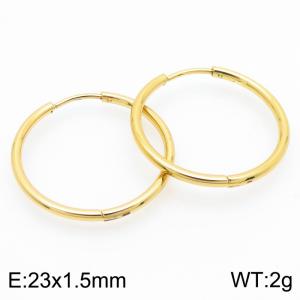Circle 23 * 1.5mm gold stainless steel ear buckle - KE112863-YN