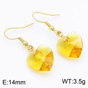 Yellow Heart Stone Earrings for Women Gold Color Stainless Steel Fashion Jewelry - KE113330-Z