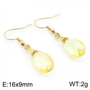 Yellow Stone Water Drop Earrings for Women Gold Color Stainless Steel Fashion Jewelry - KE113346-Z