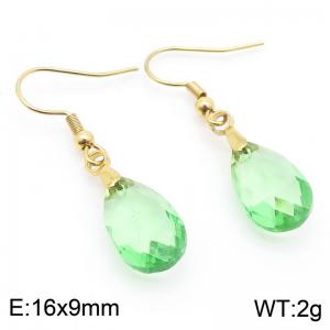 Light Green Stone Water Drop Earrings for Women Gold Color Stainless Steel Fashion Jewelry - KE113348-Z