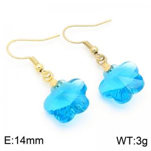 Blue Stone Flower Earrings for Women Gold Color Stainless Steel Fashion Jewelry - KE113356-Z