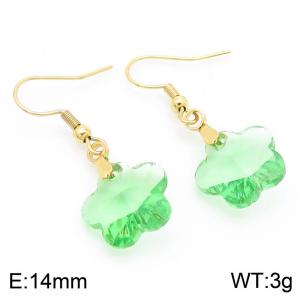 Light Green Stone Flower Earrings for Women Gold Color Stainless Steel Fashion Jewelry - KE113358-Z