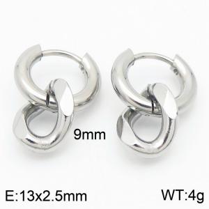 Men's and women's Cuban chain stainless steel earrings - KE113559-ZZ