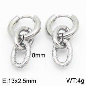 Male and female O-chain stainless steel earrings - KE113565-ZZ