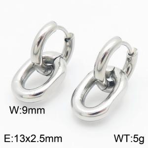 Male and female O-chain stainless steel earrings - KE113571-ZZ