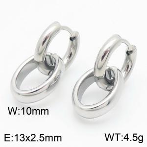 Male and female O-chain stainless steel earrings - KE113573-ZZ