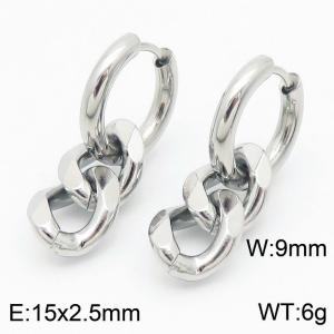 Men's and women's Cuban chain stainless steel earrings - KE113577-ZZ