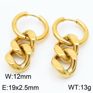 Men's and women's Cuban chain stainless steel earrings - KE113606-ZZ