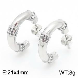 Stainless Steel Stone&Crystal Earring - KE113750-KFC