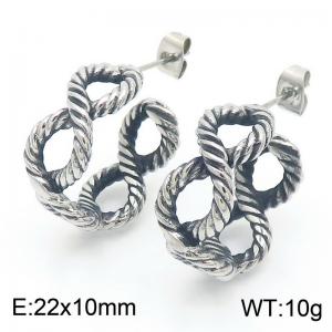 Geometric Irregular Twisted Lucky 8 Number Earrings Wholesale Stainless Steel Open CC Earrings Jewelry - KE113831-GC