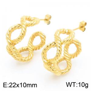 Geometric Irregular Twisted Lucky 8 Number Earrings Wholesale Stainless Steel Open CC Earrings Jewelry - KE113859-GC