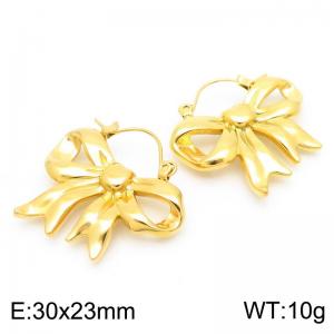 Bow shaped stainless steel gold ear buckle - KE113919-KFC