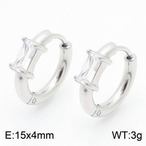 Fashion inlaid rectangular diamond titanium steel women's earrings - KE114027-GC