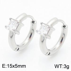 Fashionable inlaid square diamond titanium steel women's earrings - KE114030-GC