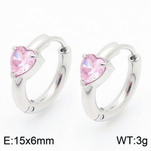 Fashionable stainless steel zircon earrings, women's Korean version, simple and high-end, versatile earrings - KE114036-GC