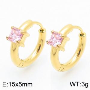 Fashionable stainless steel zircon earrings, women's Korean version, simple and high-end, versatile earrings - KE114045-GC